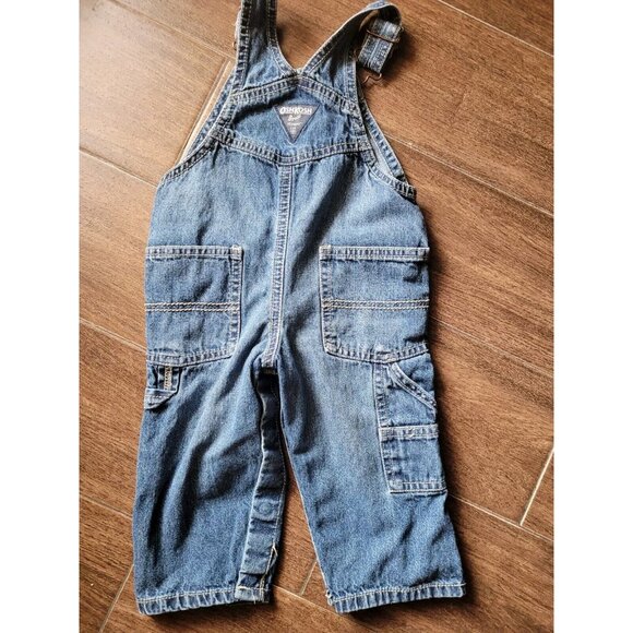 Vintg Oshkosh B’Gosh Toddler Denim overalls Vestback 12 Mos Farm Prarie Casual - Picture 6 of 9